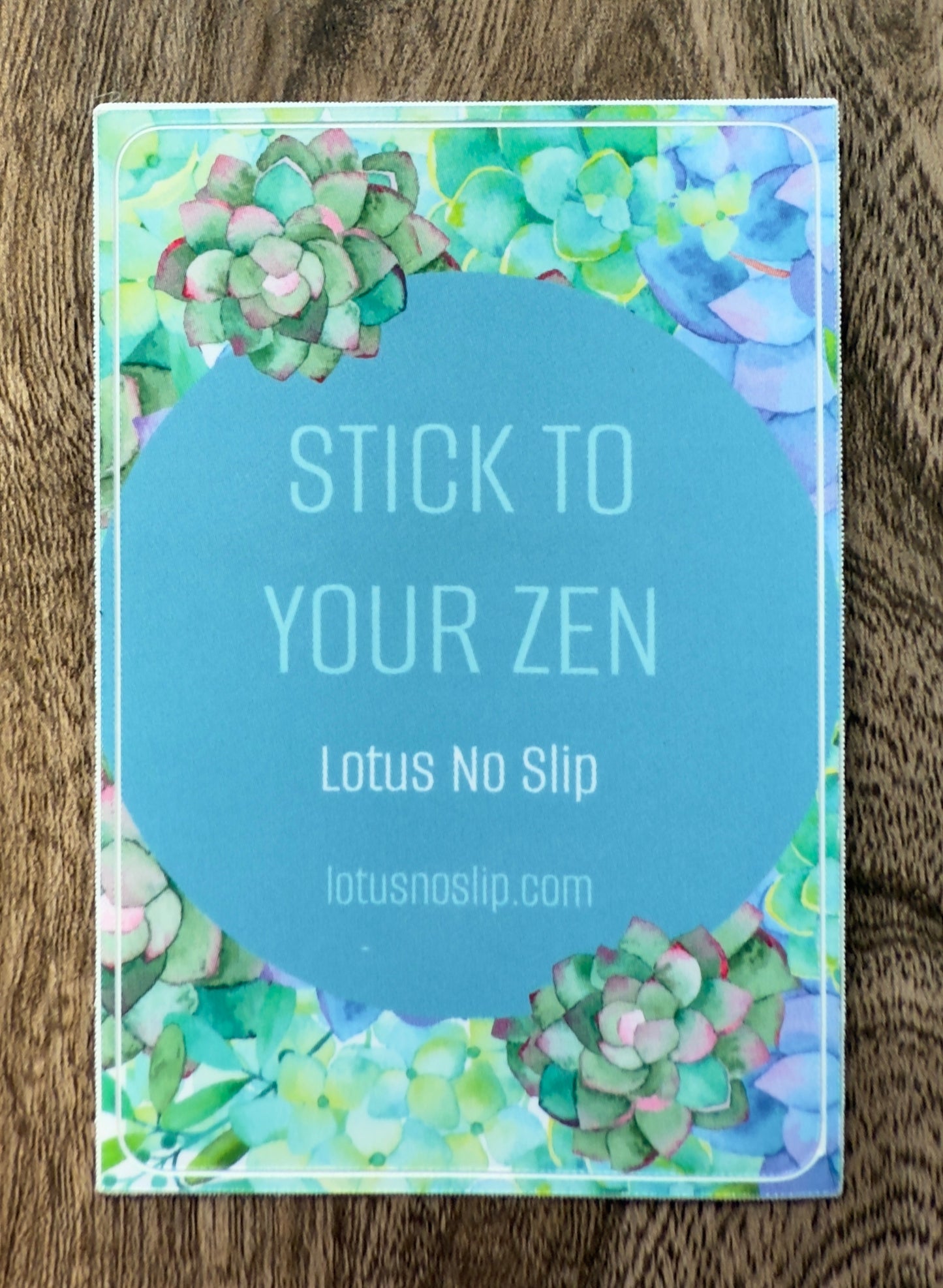 Glossy 3"x2" vertical yoga sticker with “To Your Zen” design from Lotus NoSlip – water-resistant decal for yogis’ bottles, journals, or gear.